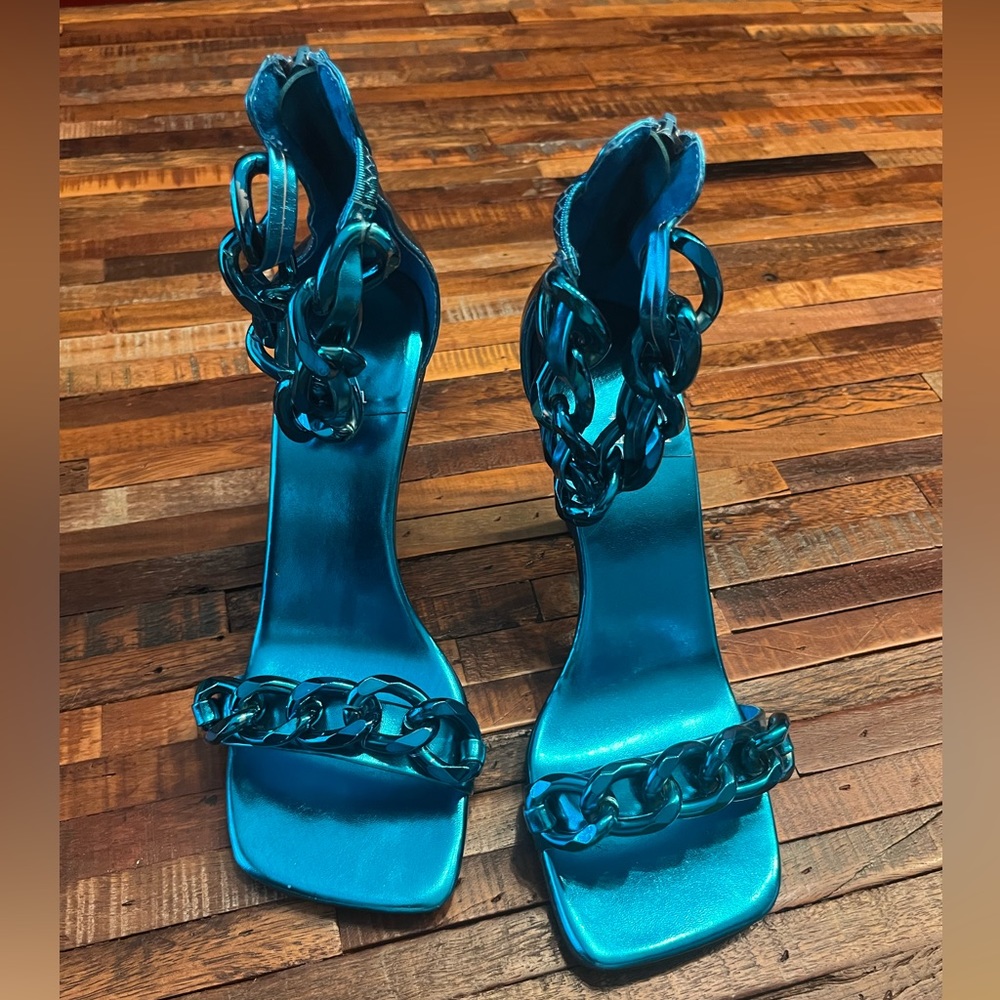 Jeffrey Campbell Metallic Chain Link Sandal Heels